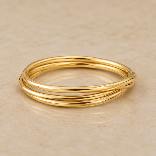 14K Yellow Gold Filled Interlocking Stackable Ring | Multi Band Layered Ring for Women