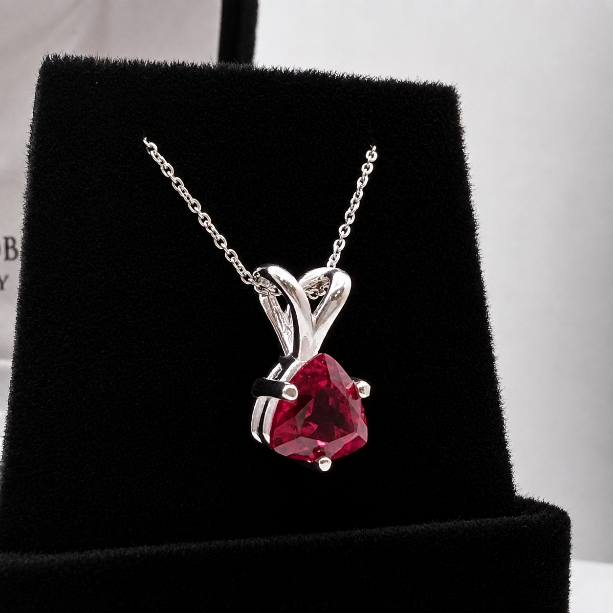 1.5ct Trillion Cut Ruby Solitaire Pendant Necklace