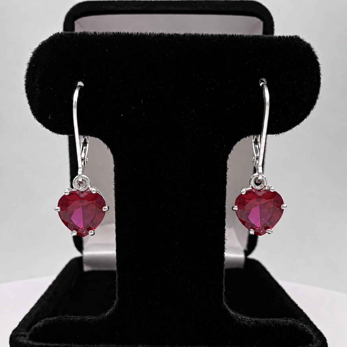 4ctw Heart Cut Ruby Dangle Earrings