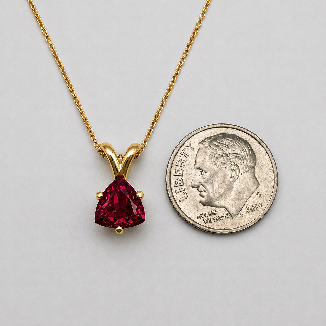 1.5ct Trillion Cut Ruby Solitaire Pendant Necklace