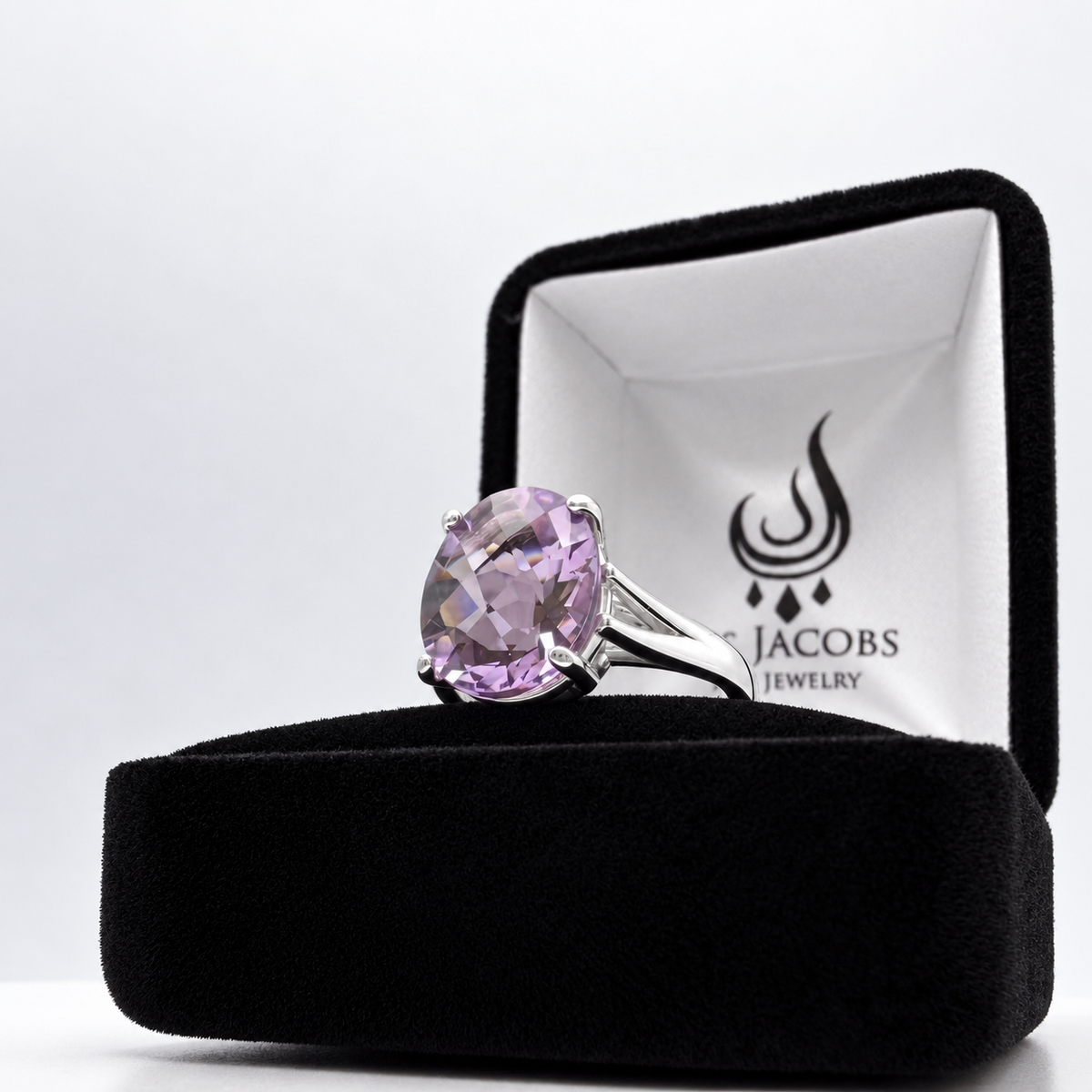 4.5ct Oval Rose de France Amethyst Ring in Sterling Silver