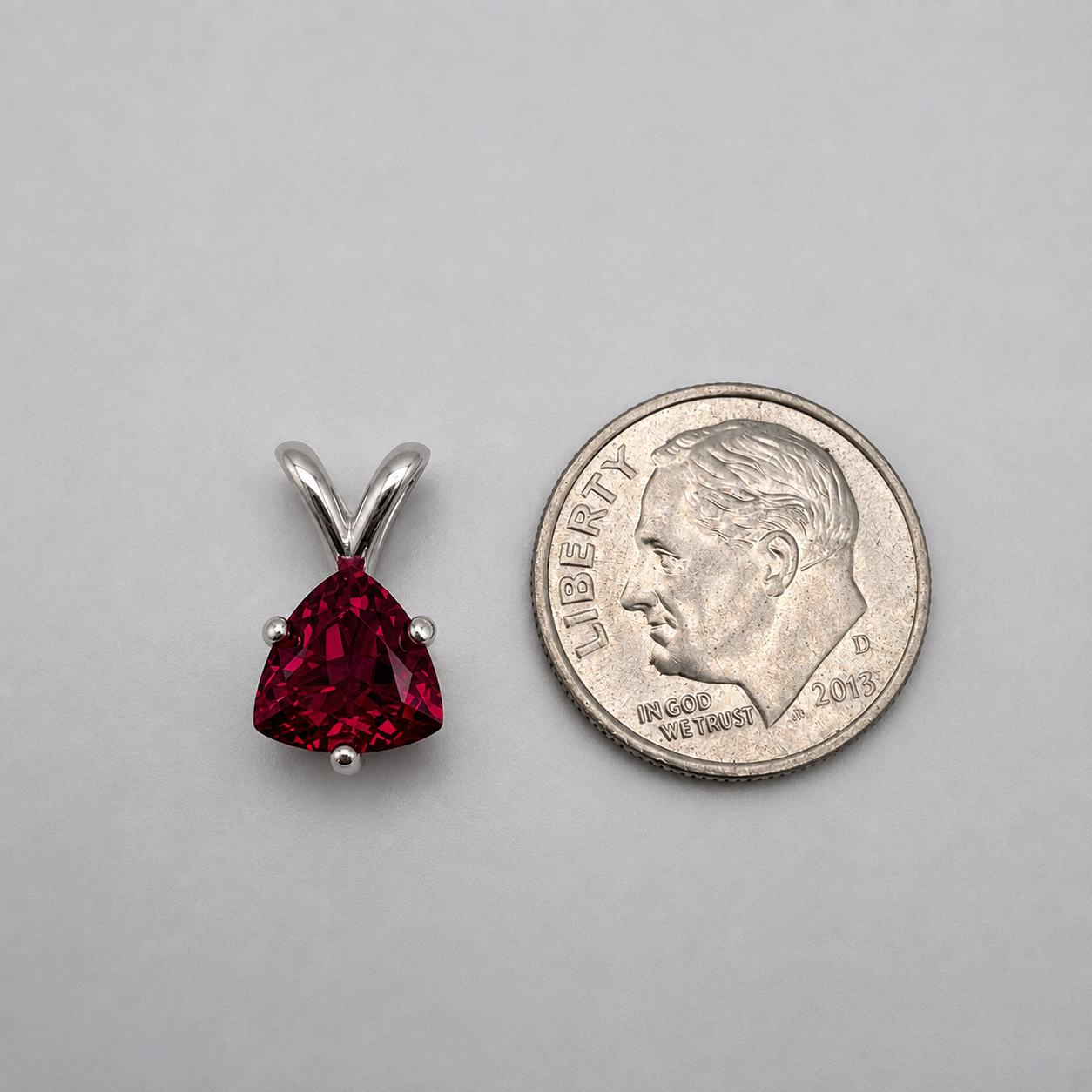 1.5ct Trillion Cut Ruby Solitaire Pendant Necklace