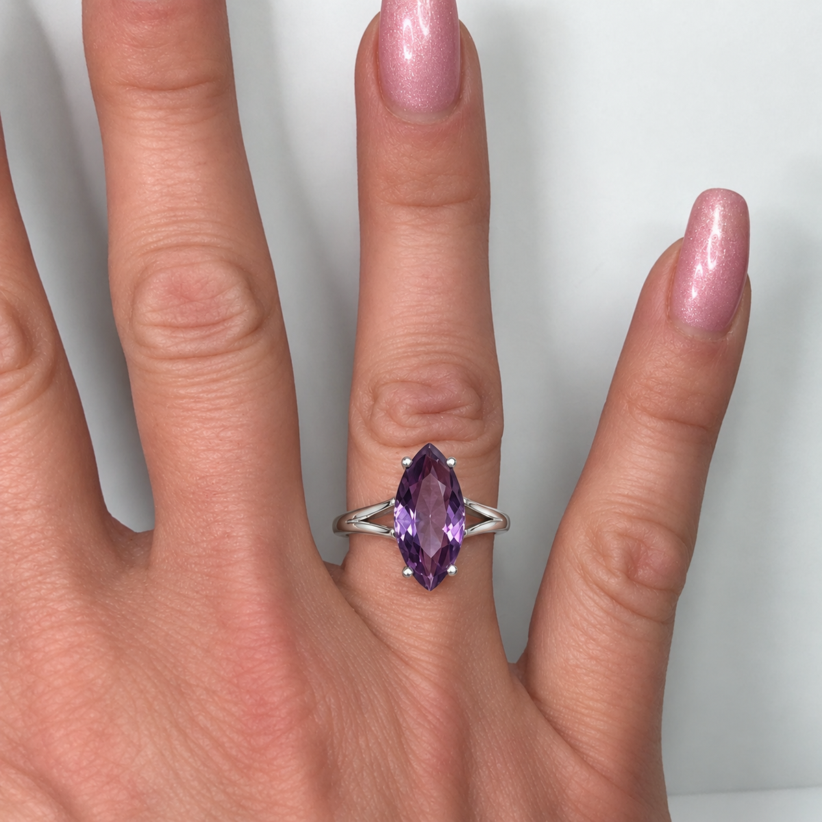 3ct Marquise Cut Amethyst Statement Ring