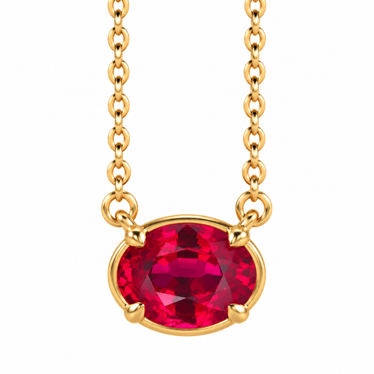 1.3ct Oval Lab-Grown Ruby Solitaire Necklace – Modern Minimalist