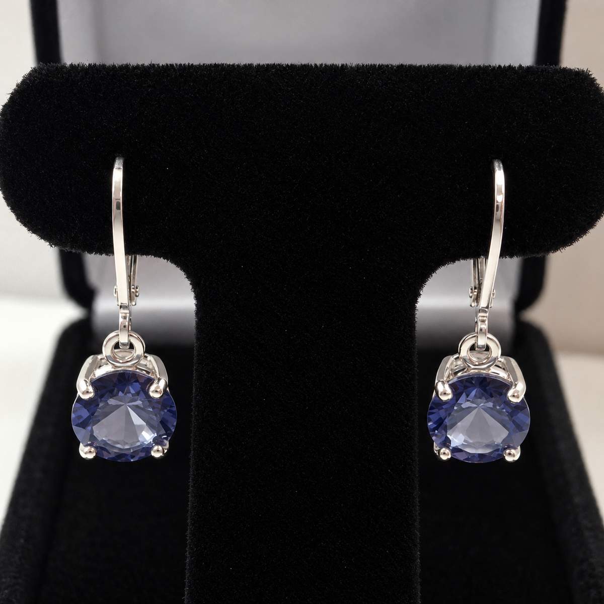 3.6ctw Periwinkle Blue Iolite Quartz Leverback Earrings