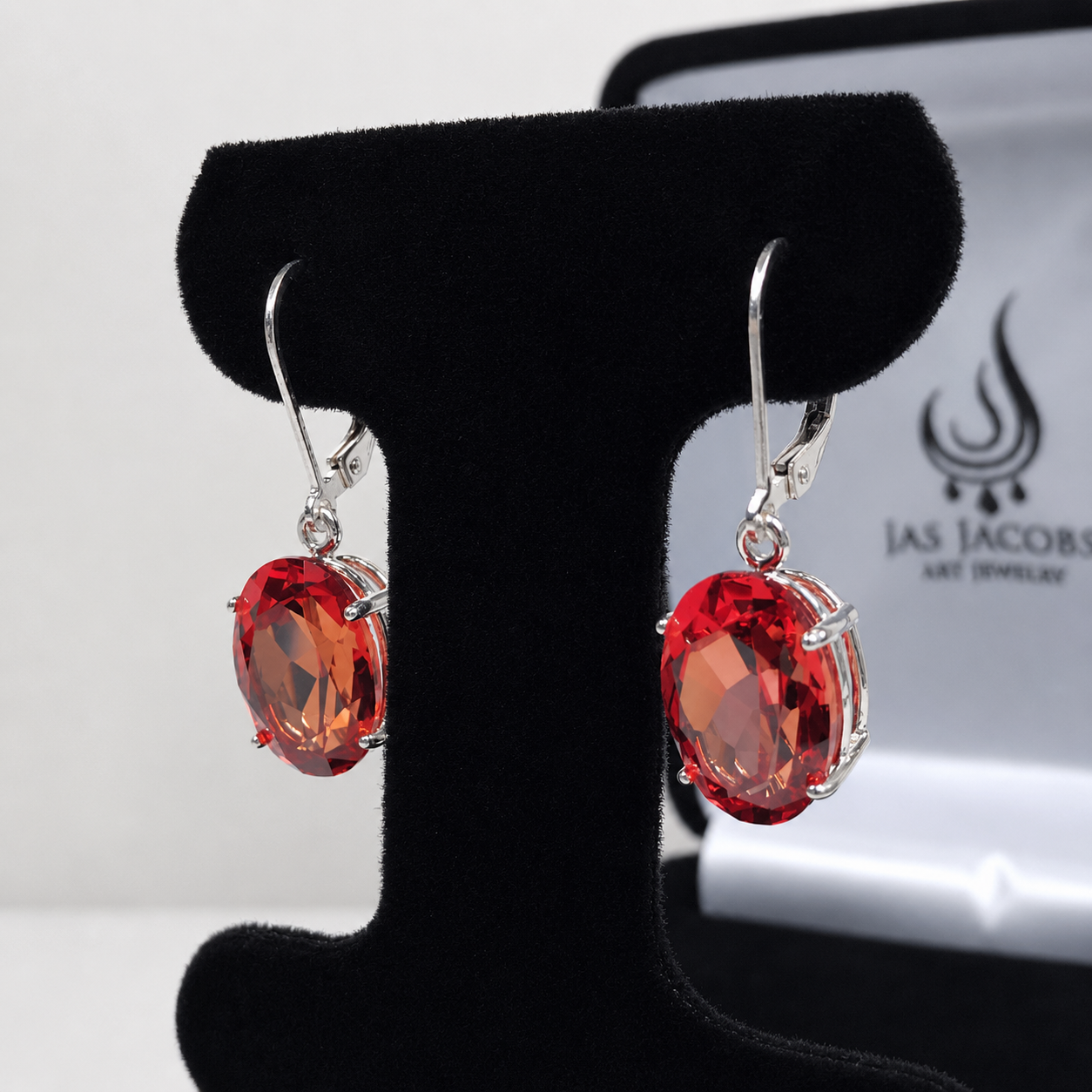 16ctw Oval Cut Padparadscha Sapphire Earrings | Orange Gemstone Dangle Earrings
