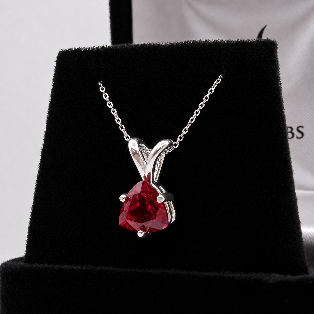 1.5ct Trillion Cut Ruby Solitaire Pendant Necklace