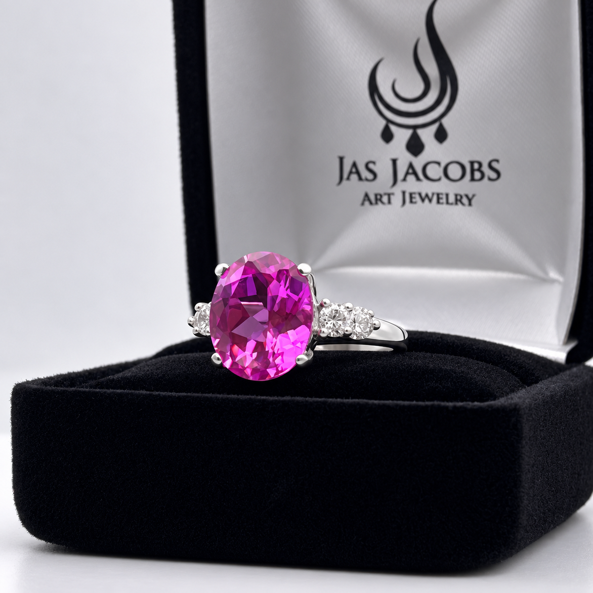 5.6ctw Oval Pink Sapphire & White Sapphire Statement Ring