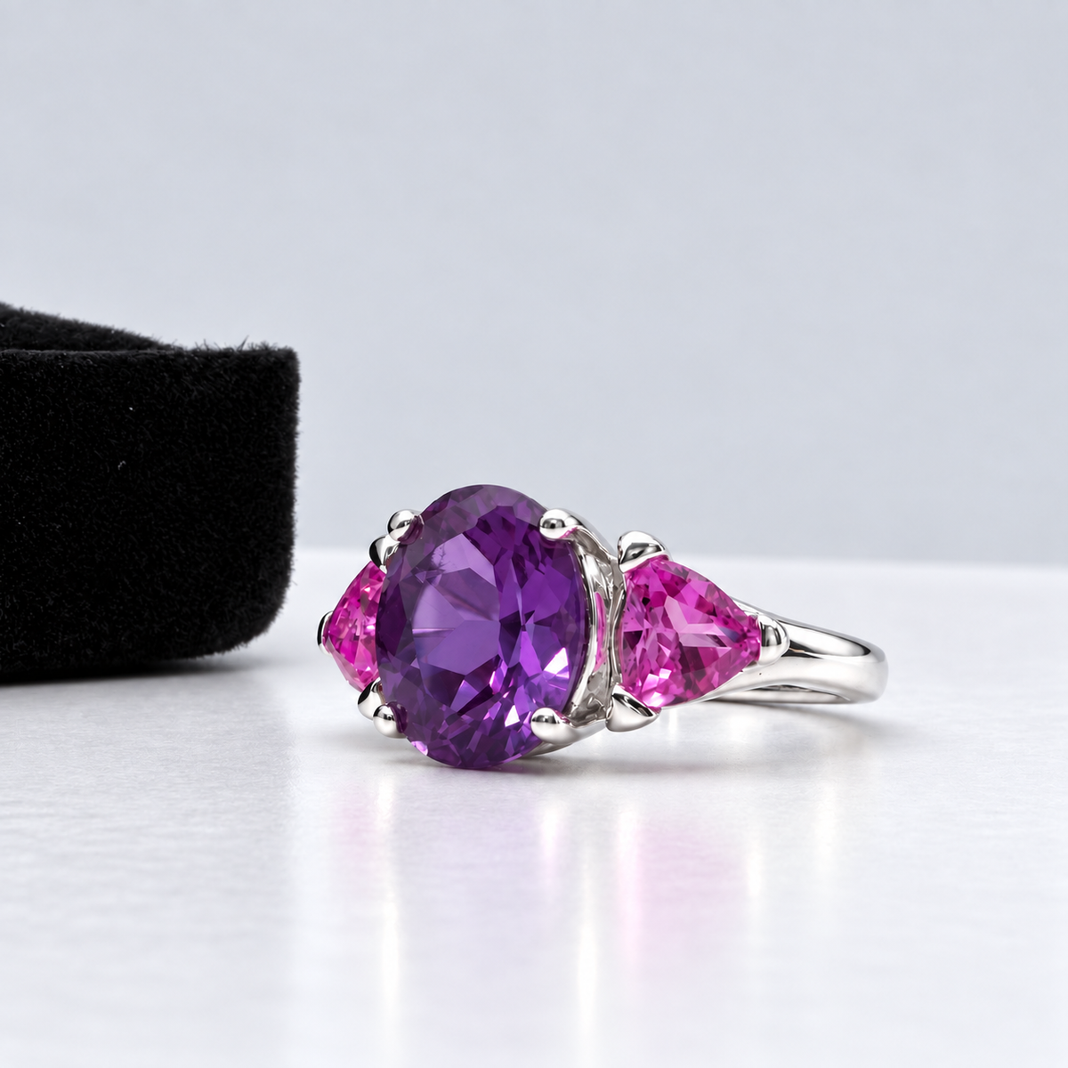 4ctw Purple Color Change Sapphire & Pink Sapphire Ring