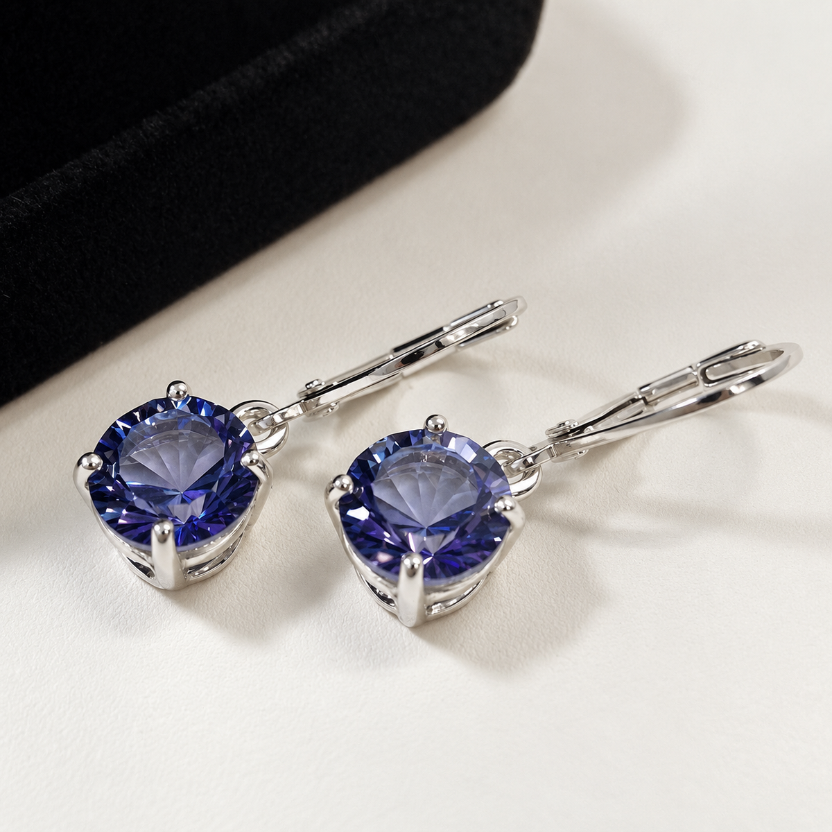3.6ctw Periwinkle Blue Iolite Quartz Leverback Earrings