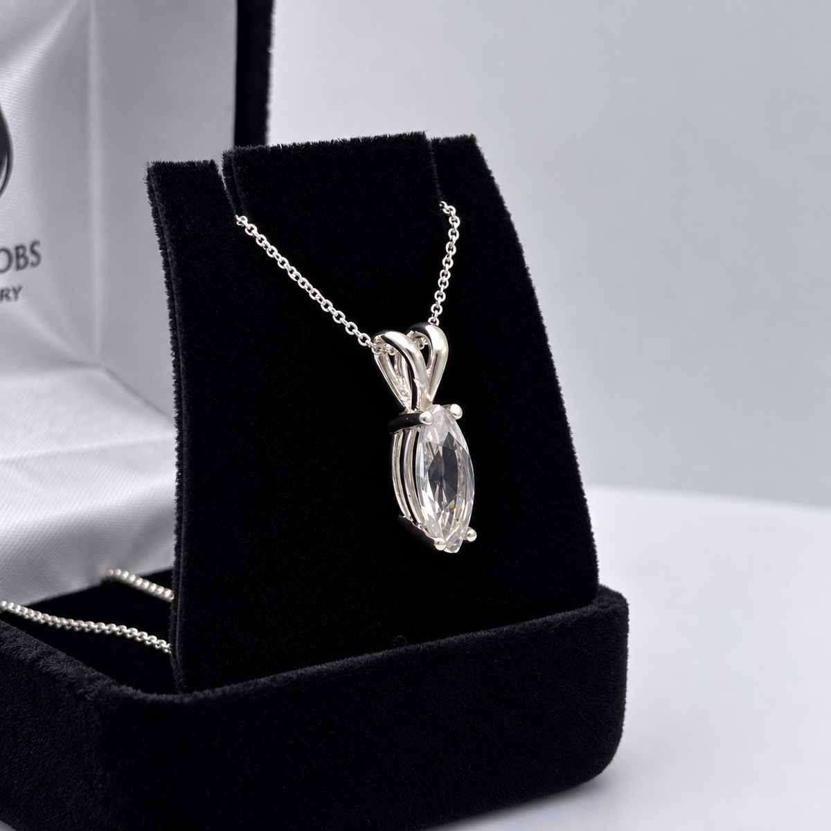 1.75ct Marquise White Sapphire Solitaire Pendant