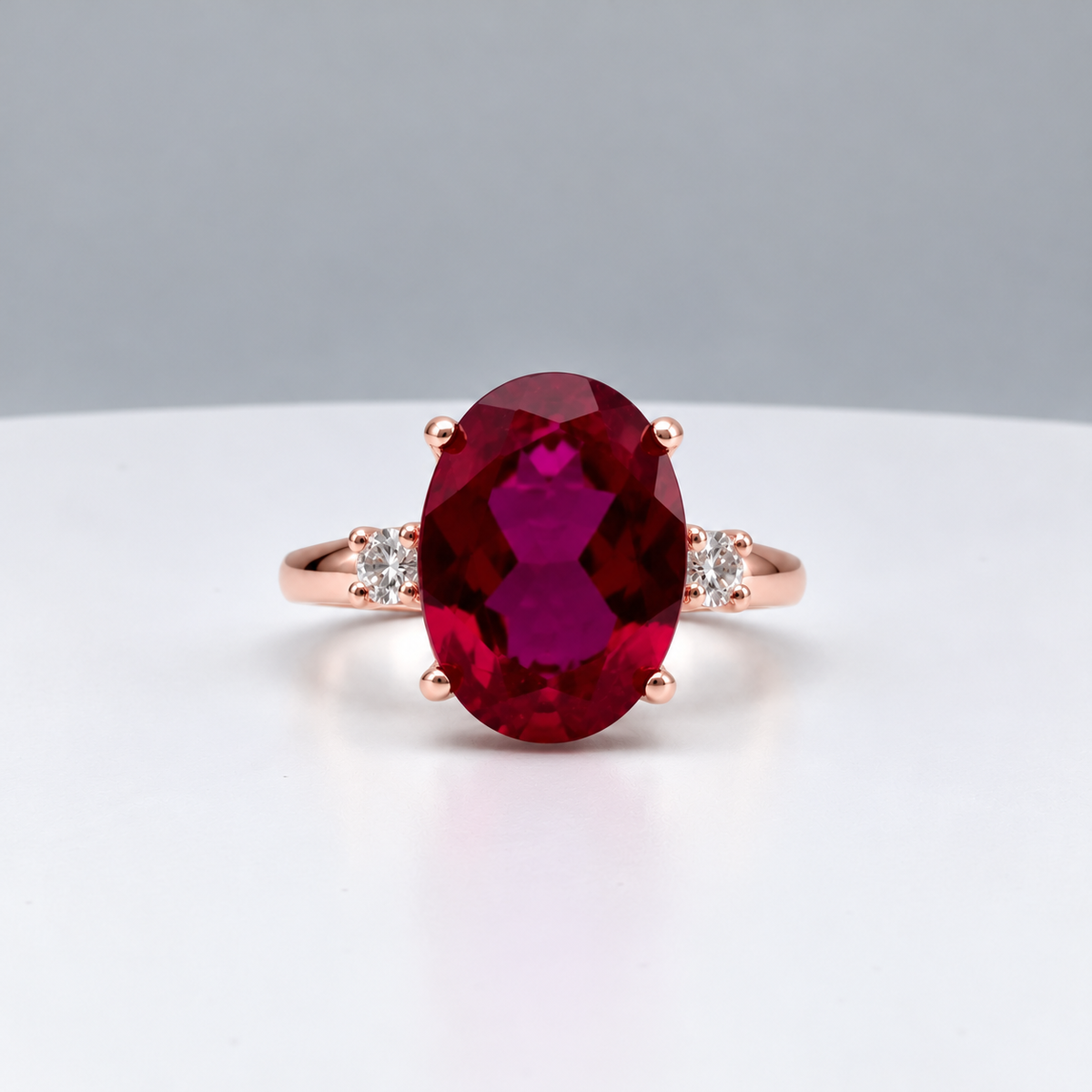 7.2ctw Oval Ruby & Diamond Statement Ring