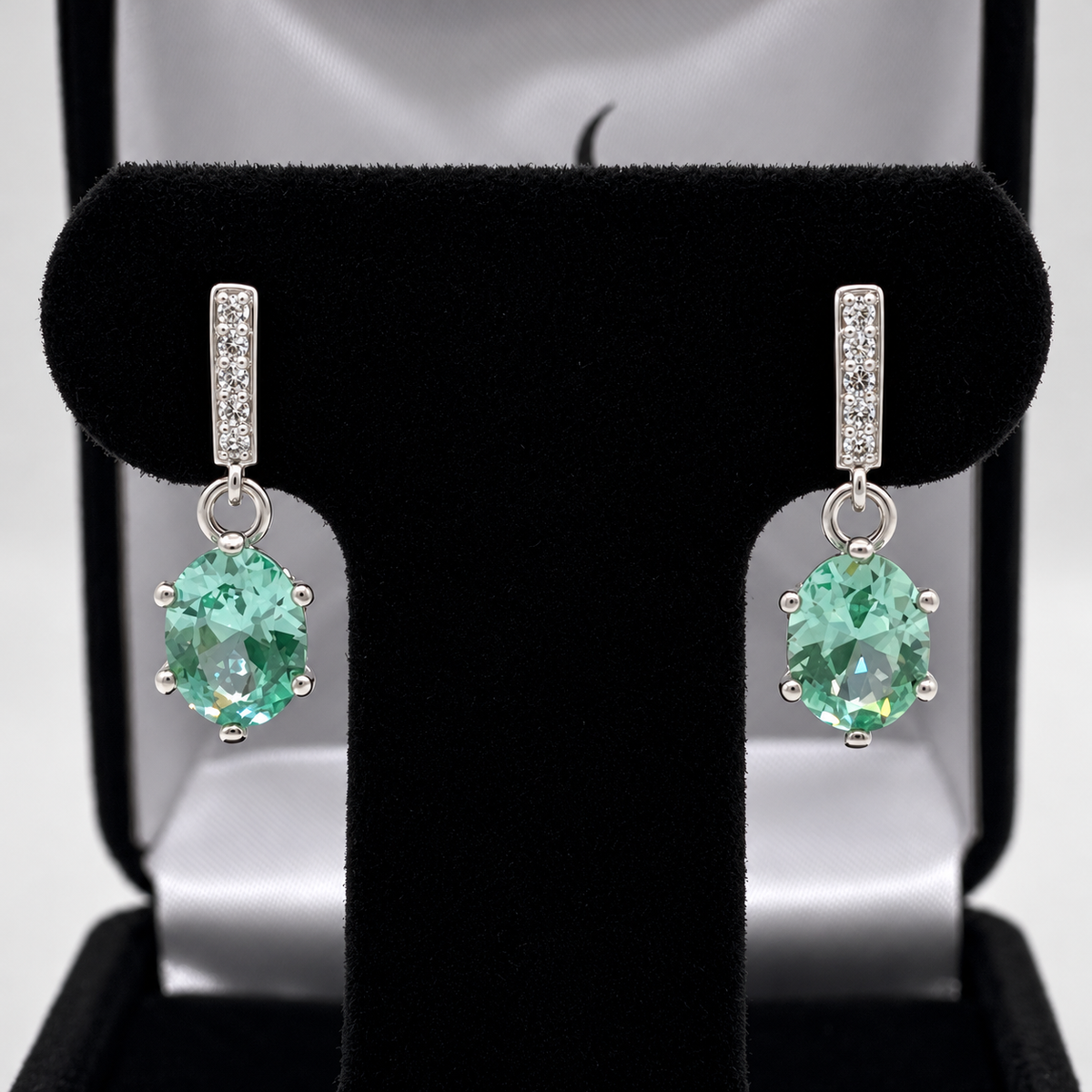 4ctw Oval Cut Seafoam Green Spinel Drop Earrings