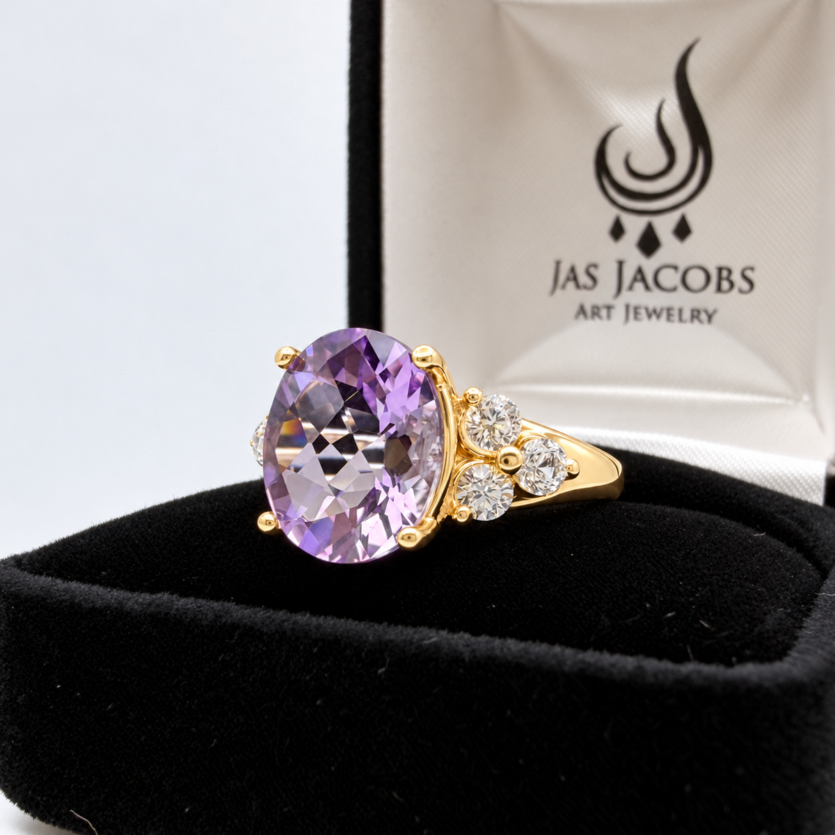 Rose de France Amethyst Ring with White Sapphire Accents