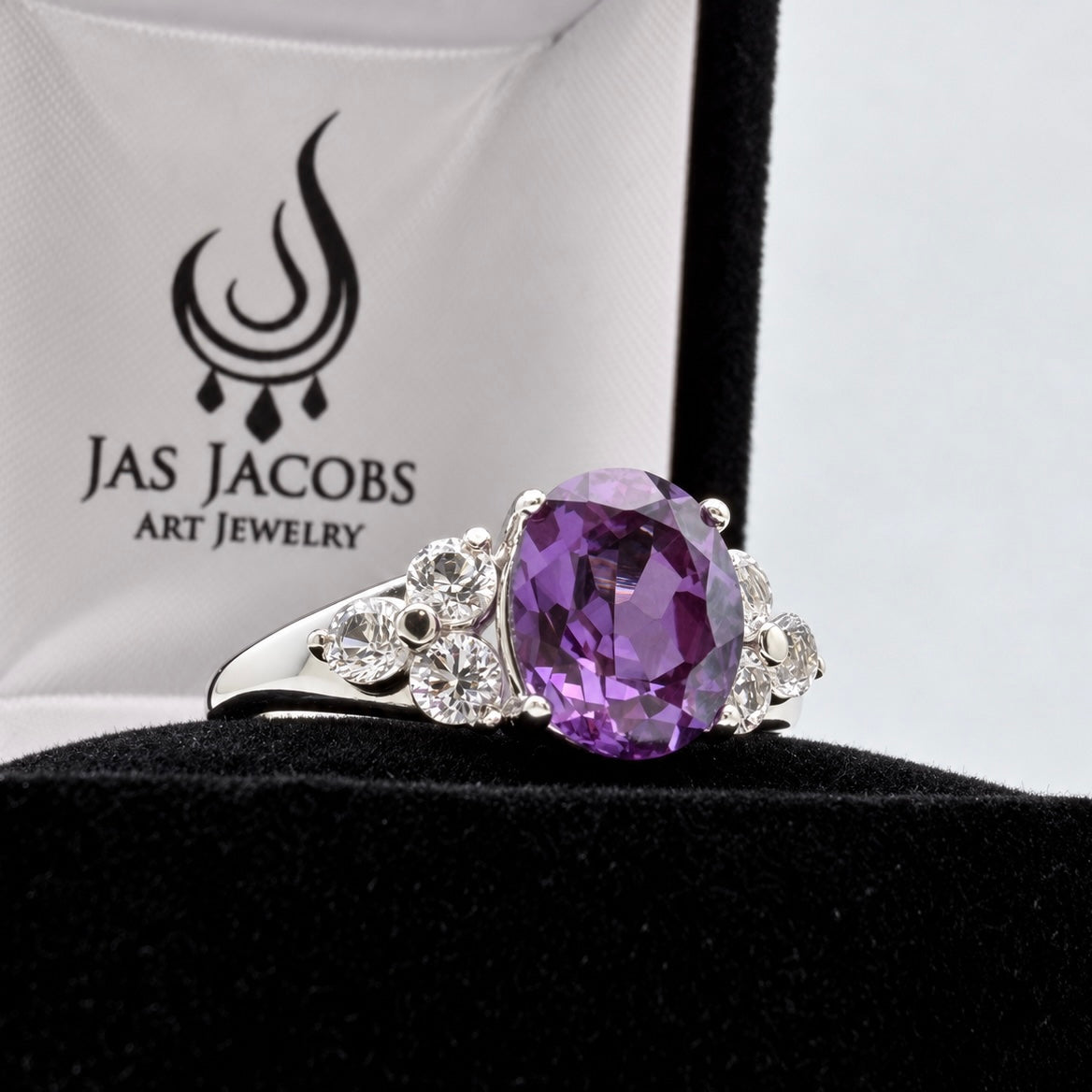 3.78ctw Oval Alexandrite Sapphire & White Sapphire Cluster Ring