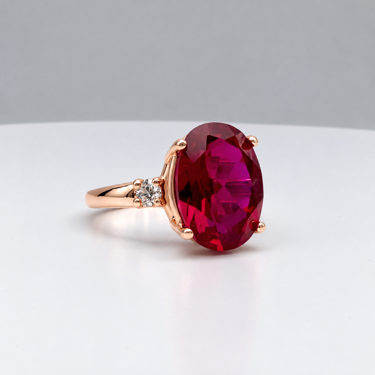 7.2ctw Oval Ruby & Diamond Statement Ring