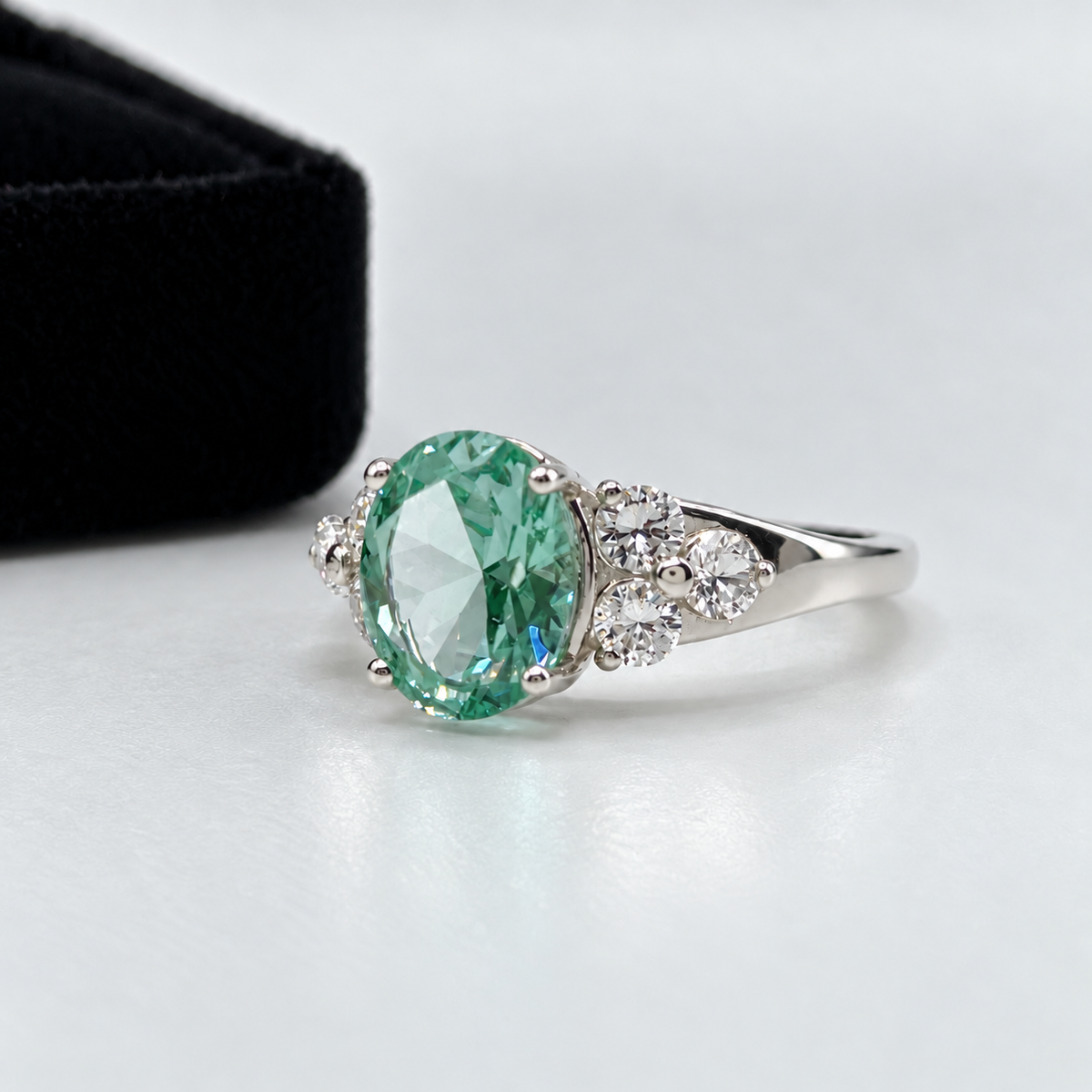 4ctw Mint Green Spinel & White Sapphire Victorian Cluster Ring