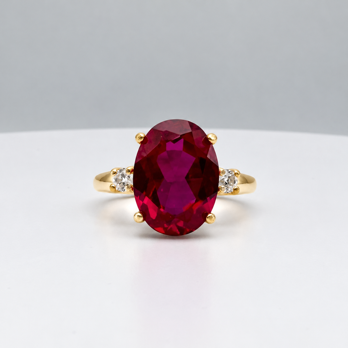 7.2ctw Oval Ruby & Diamond Statement Ring
