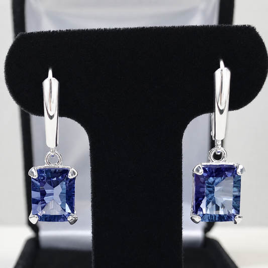 6.2 ctw Iolite Quartz Drop Earrings