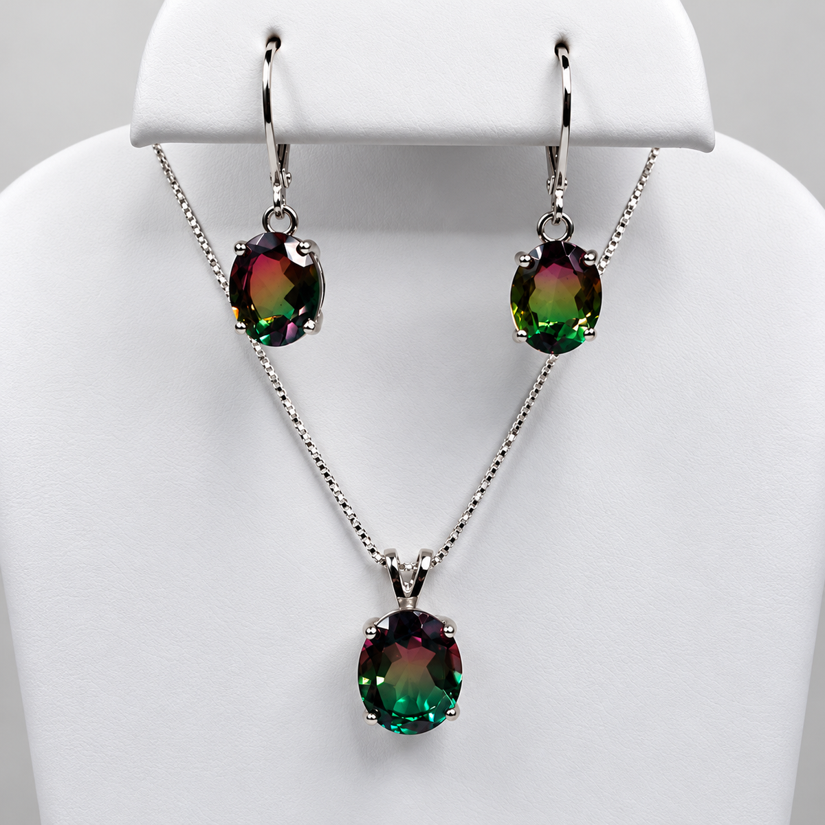 6ctw Watermelon Tourmaline-Look Quartz Doublet Earrings