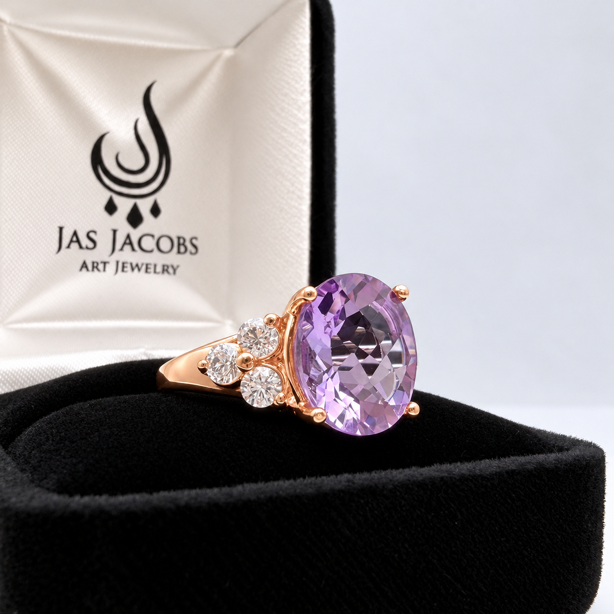 Rose de France Amethyst Ring with White Sapphire Accents