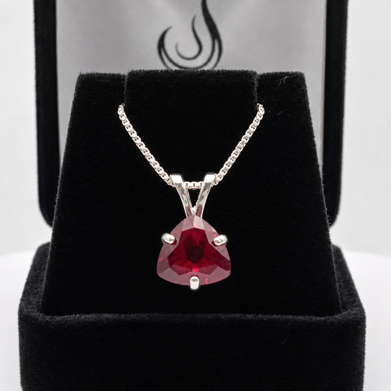 4ct Trillion Cut Ruby Solitaire Pendant Necklace