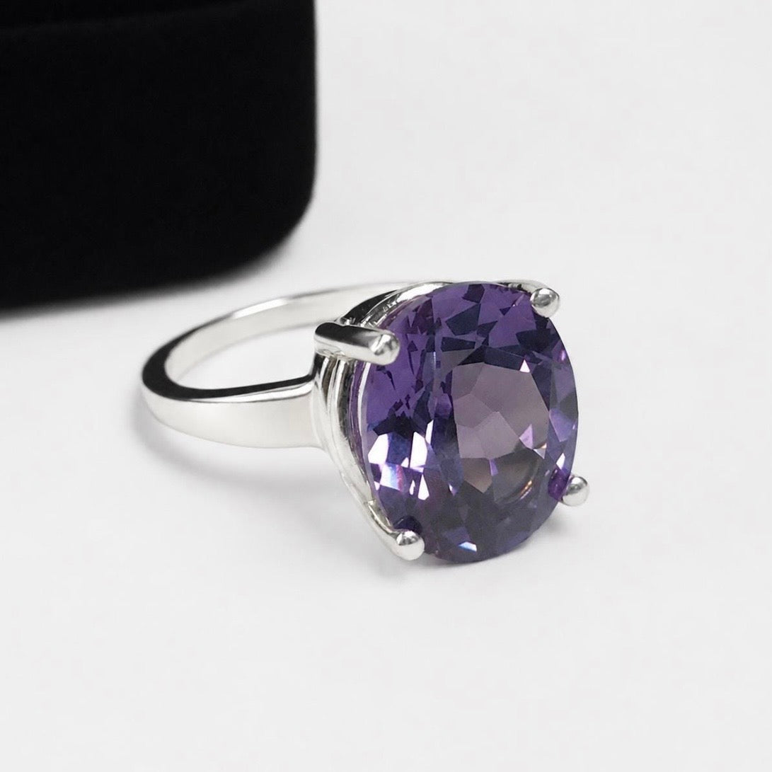 5ct Oval Color Change Alexandrite Sapphire Solitaire Ring