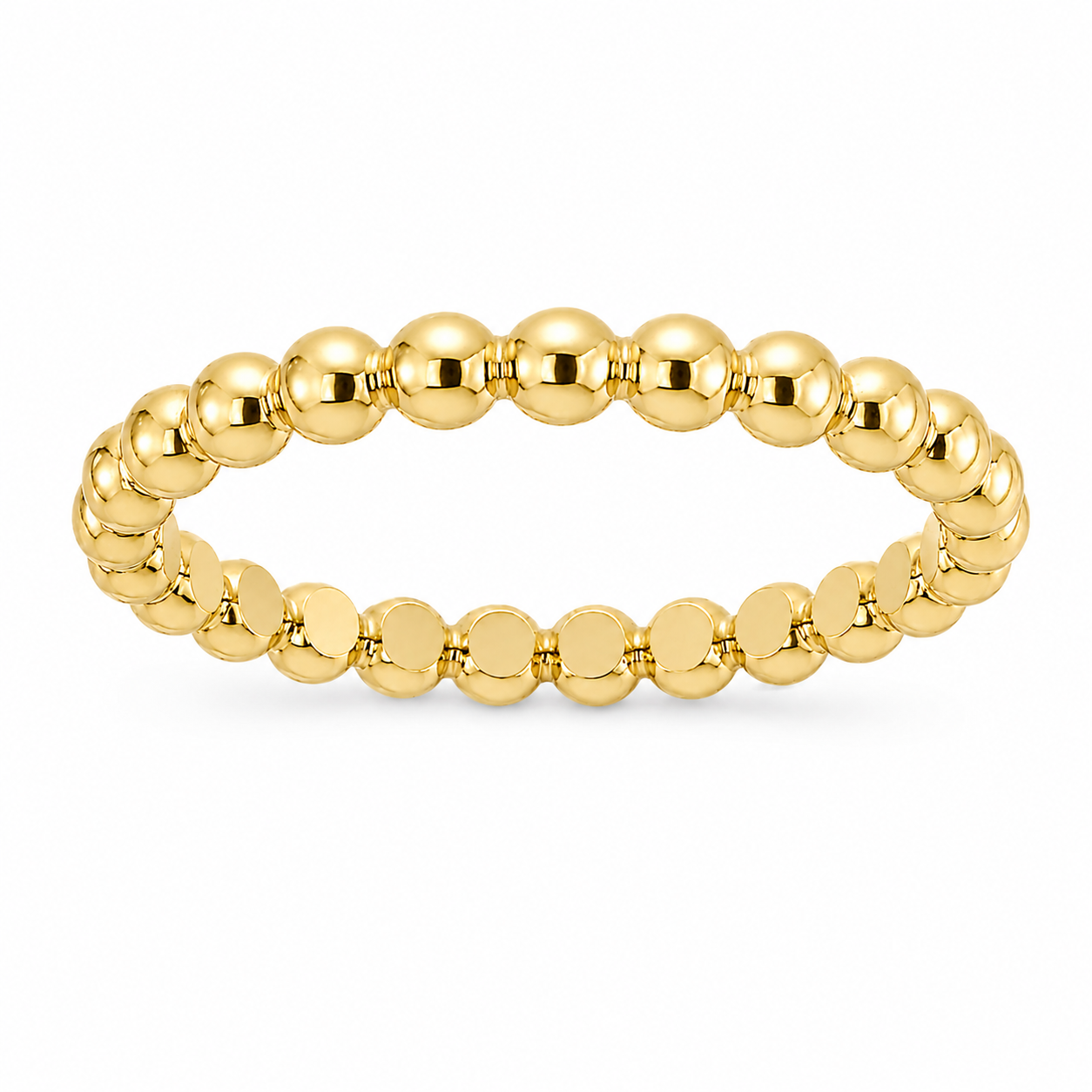 14k Yellow Gold 2.5mm Beaded Stackable Ring | Minimalist Ball Band | Dainty Everyday Ring
