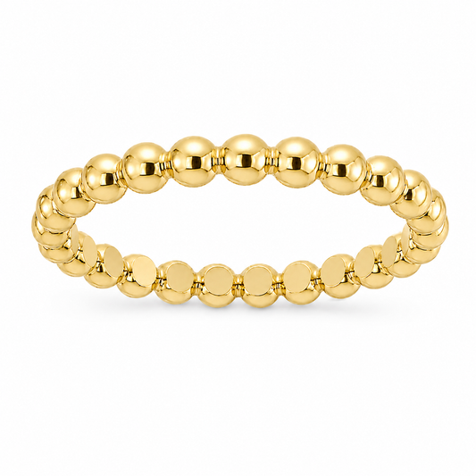14k Yellow Gold 2.5mm Beaded Stackable Ring | Minimalist Ball Band | Dainty Everyday Ring