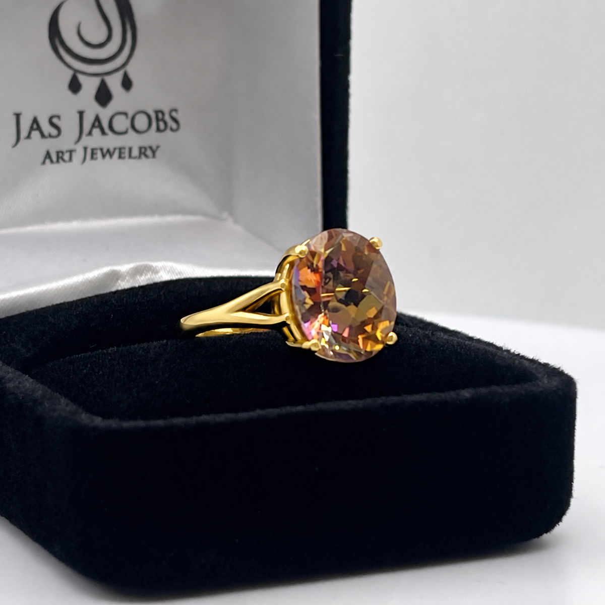 4.5ct Oval Sunset Topaz Statement Ring