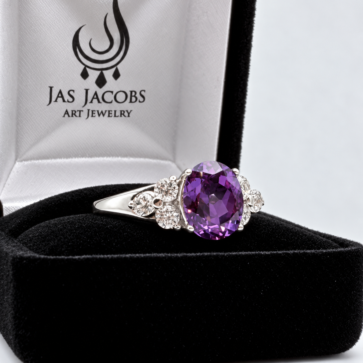3.78ctw Oval Alexandrite Sapphire & White Sapphire Cluster Ring
