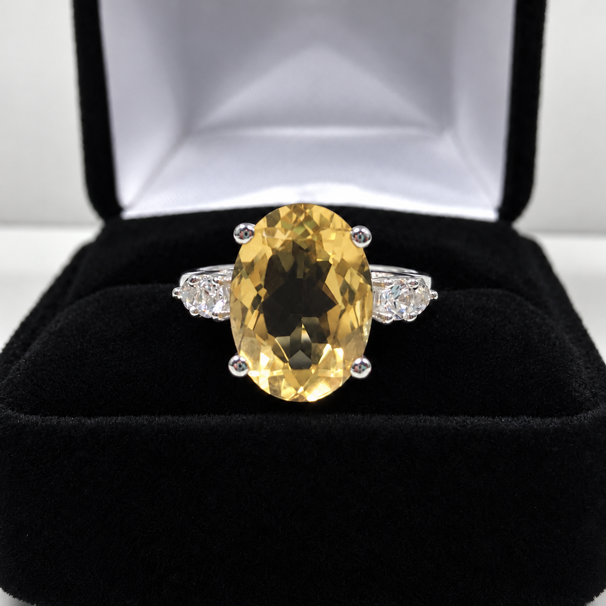 6ctw Oval Golden Citrine & White Sapphire Ring