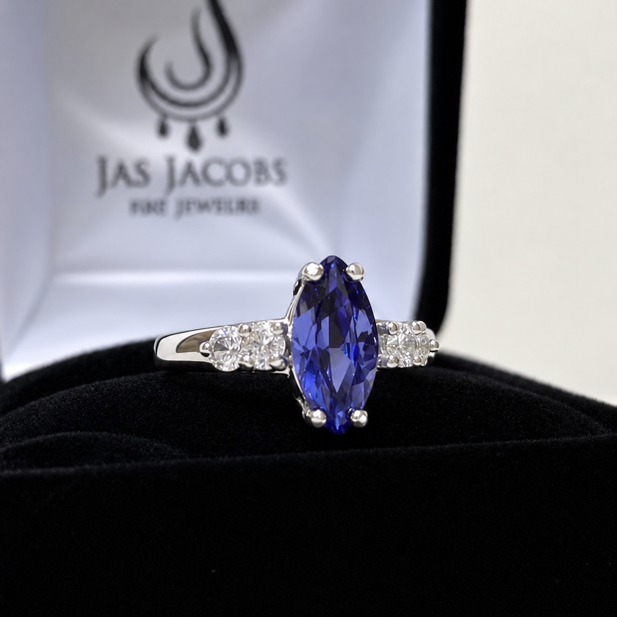 2.5ctw Marquise Tanzanite & White Sapphire Ring