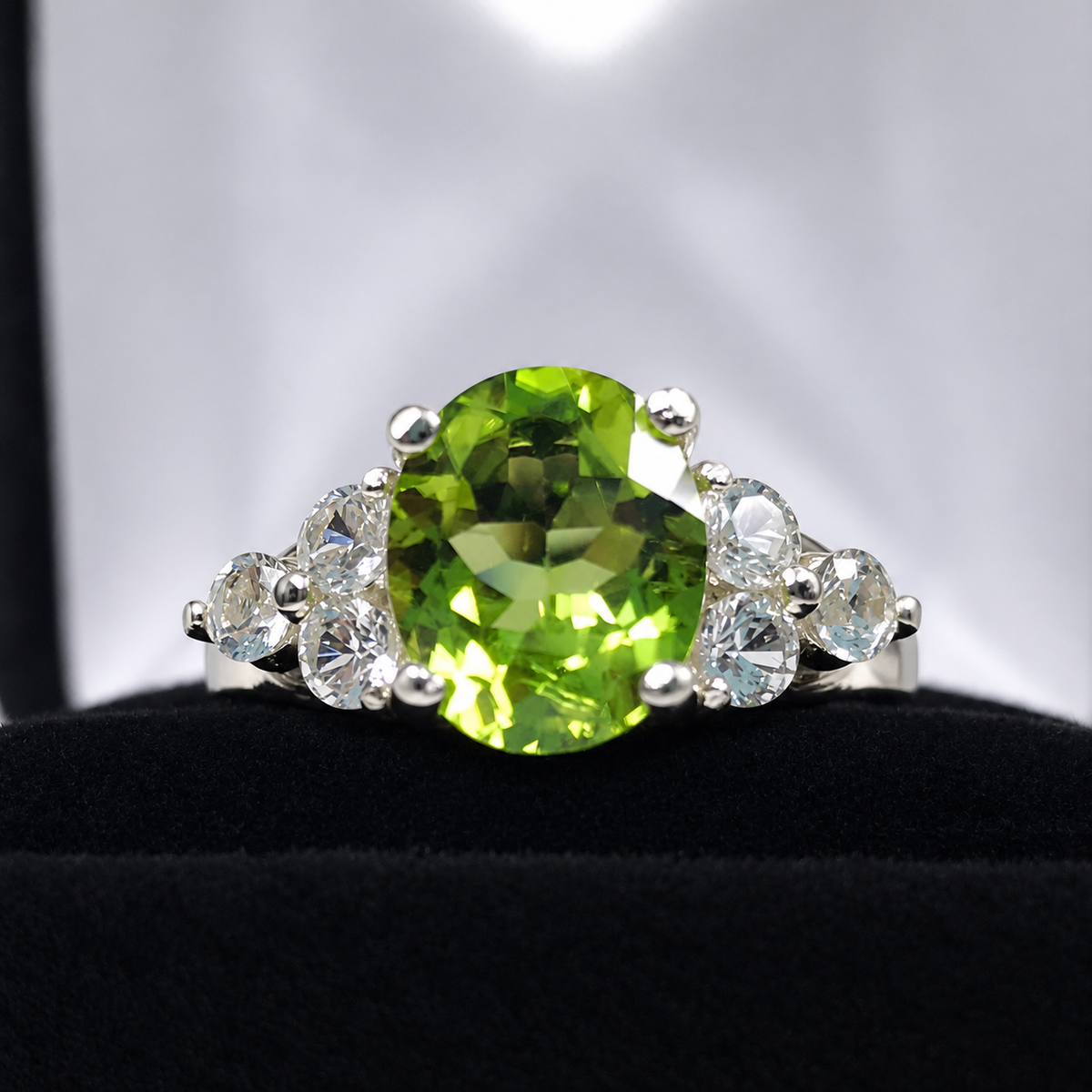 2.84ctw Oval Arizona Peridot & Diamond Ring