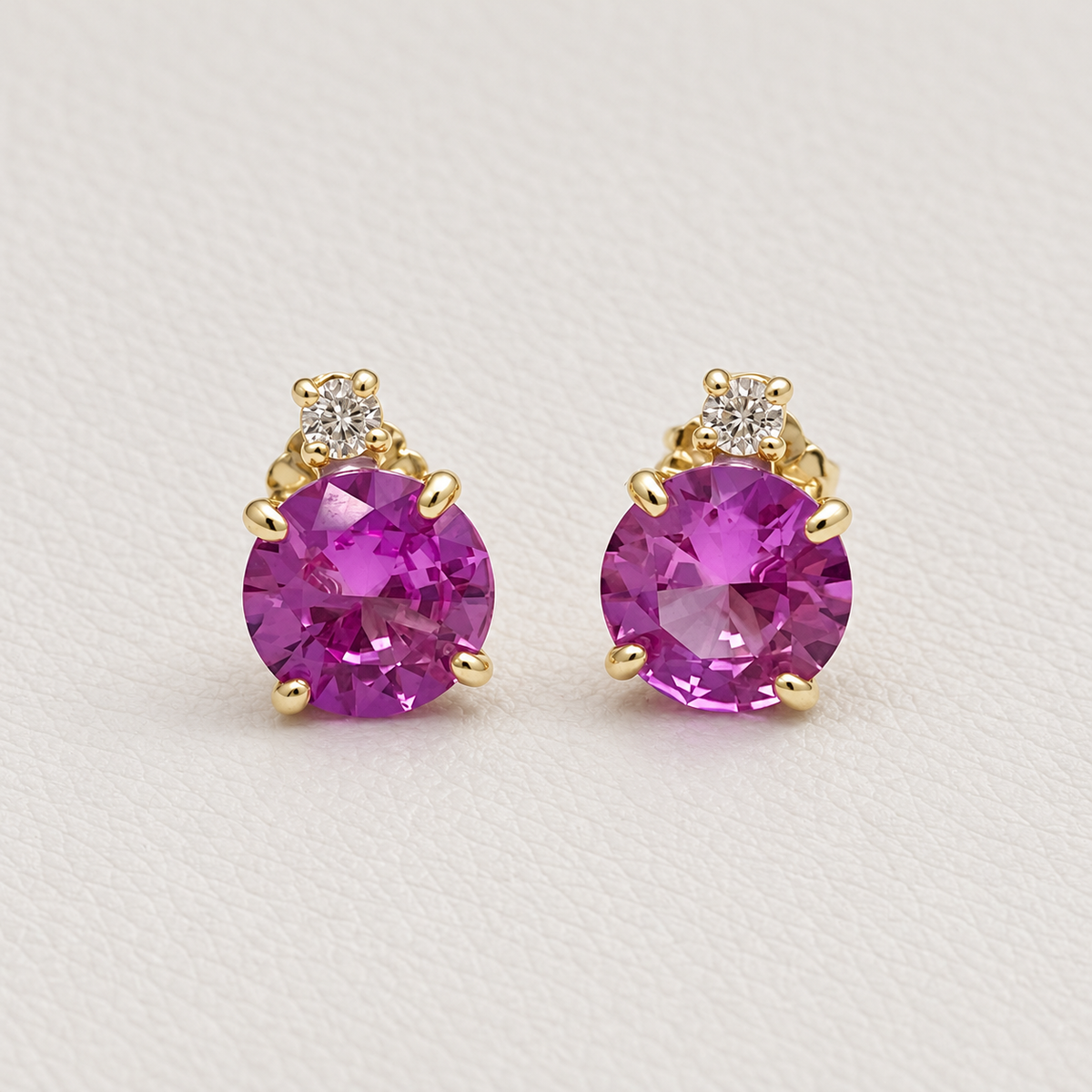 4ctw Brilliant Cut Pink Sapphire Earrings with White Sapphire Accents