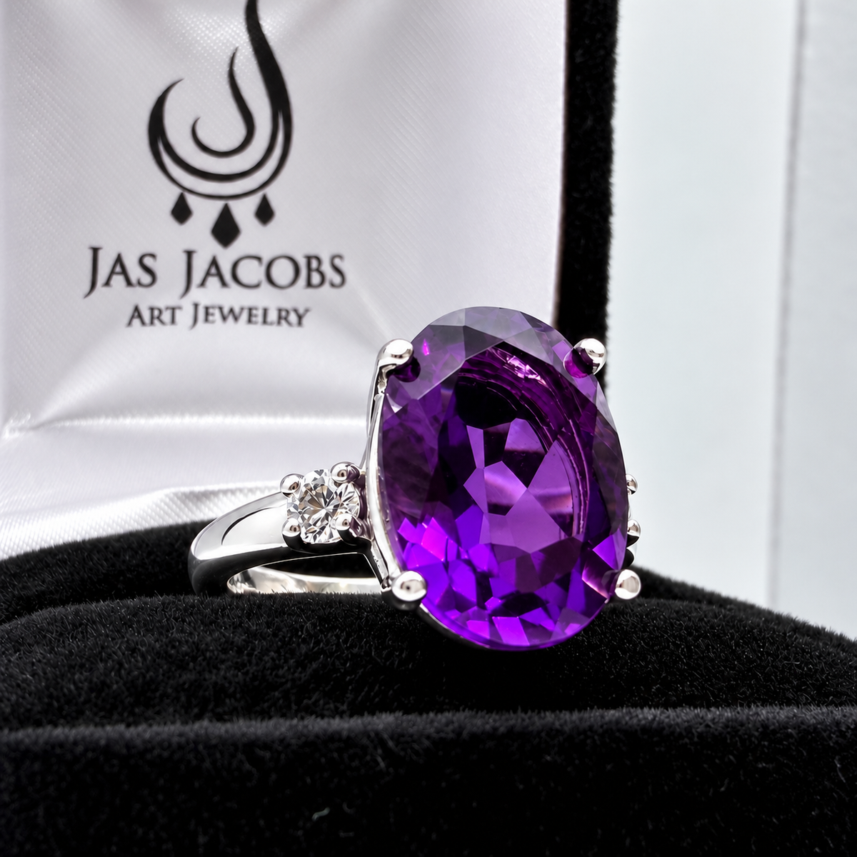 6ct Royal Purple Amethyst & White Sapphire Statement Ring