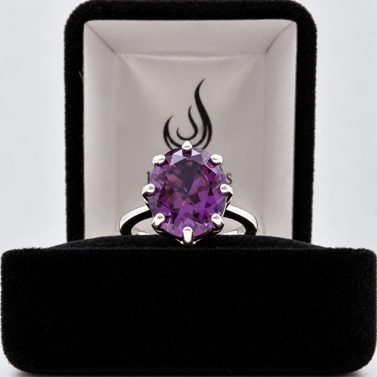 5ct Oval Alexandrite Sapphire Ring – Art Deco Inspired 8 Prong Setting