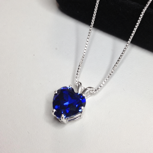 2ct Heart Cut Sapphire Pendant Necklace