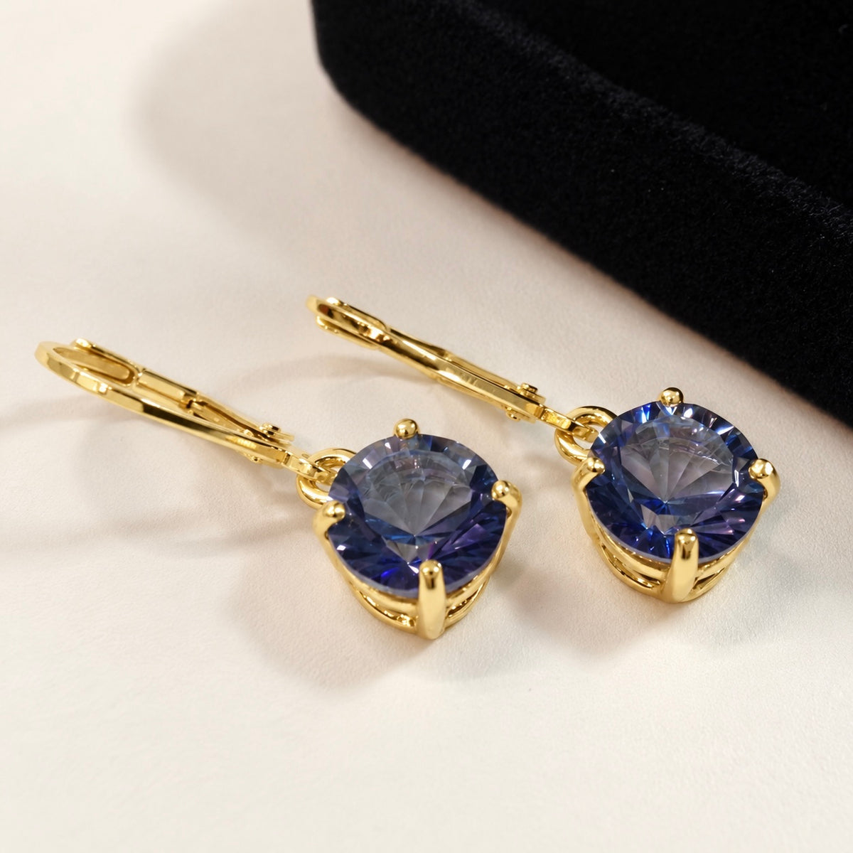 3.6ctw Periwinkle Blue Iolite Quartz Leverback Earrings