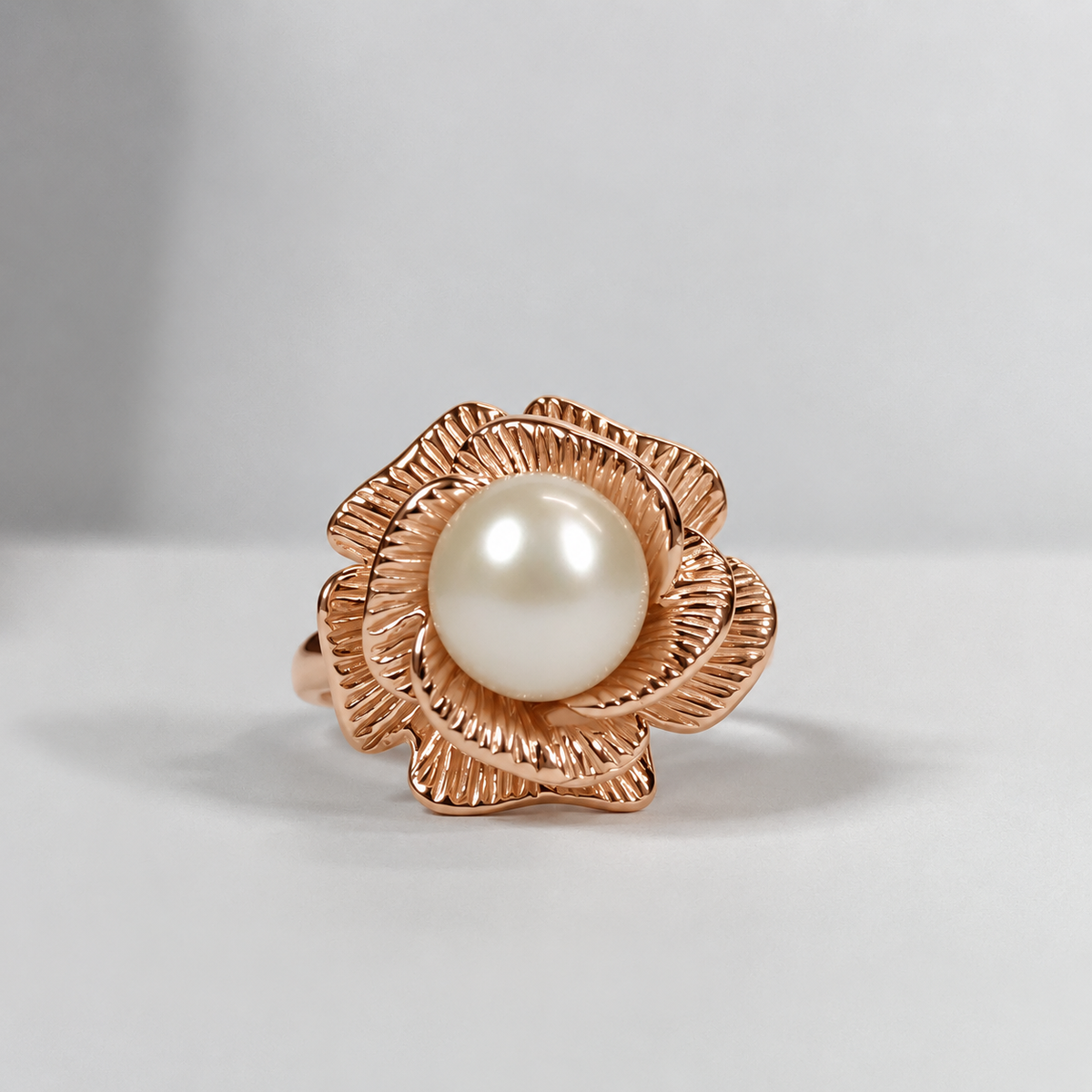 Genuine Akoya Pearl Sculptural Floral Ring