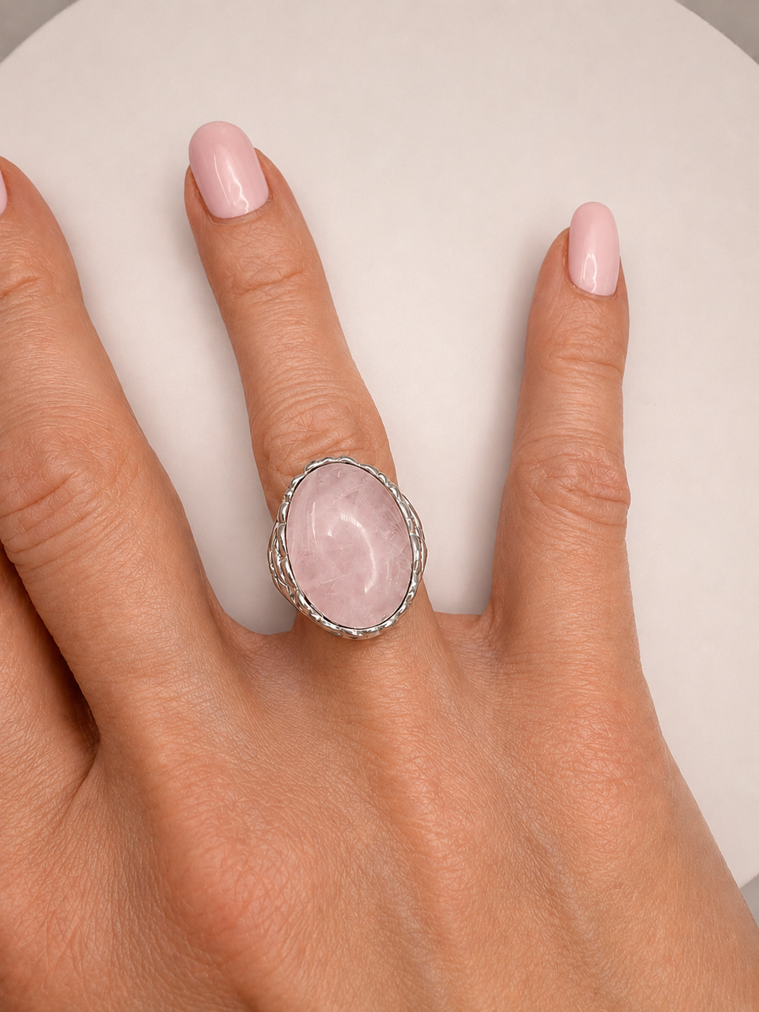 18CTW Oval Cabochon Rose Quartz Drop Earrings