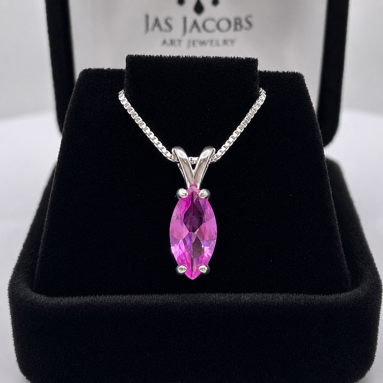 2CT Marquise Cut Pink Sapphire Solitaire Pendant Necklace
