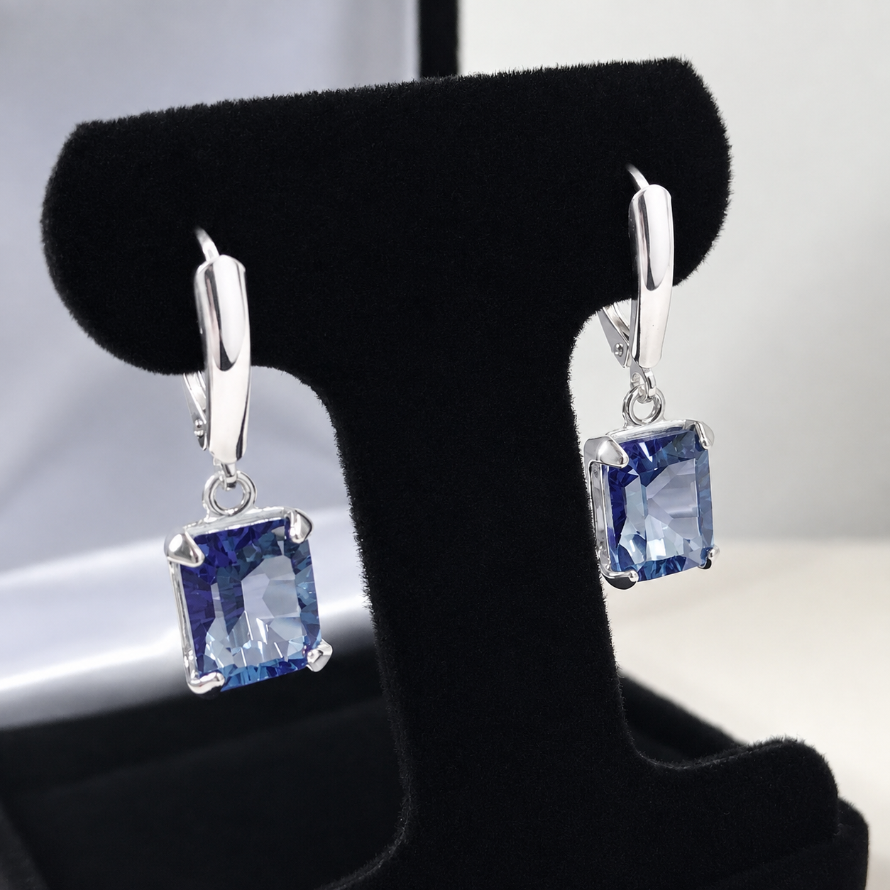 6.2 ctw Iolite Quartz Drop Earrings