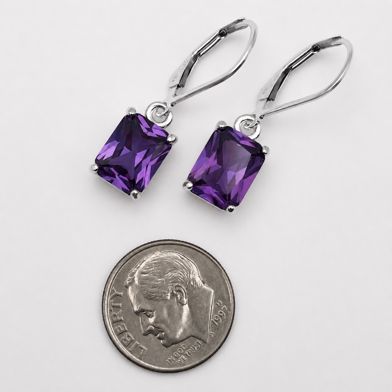 5 CTW Emerald Cut Lab Grown Alexandrite Sapphire Earrings