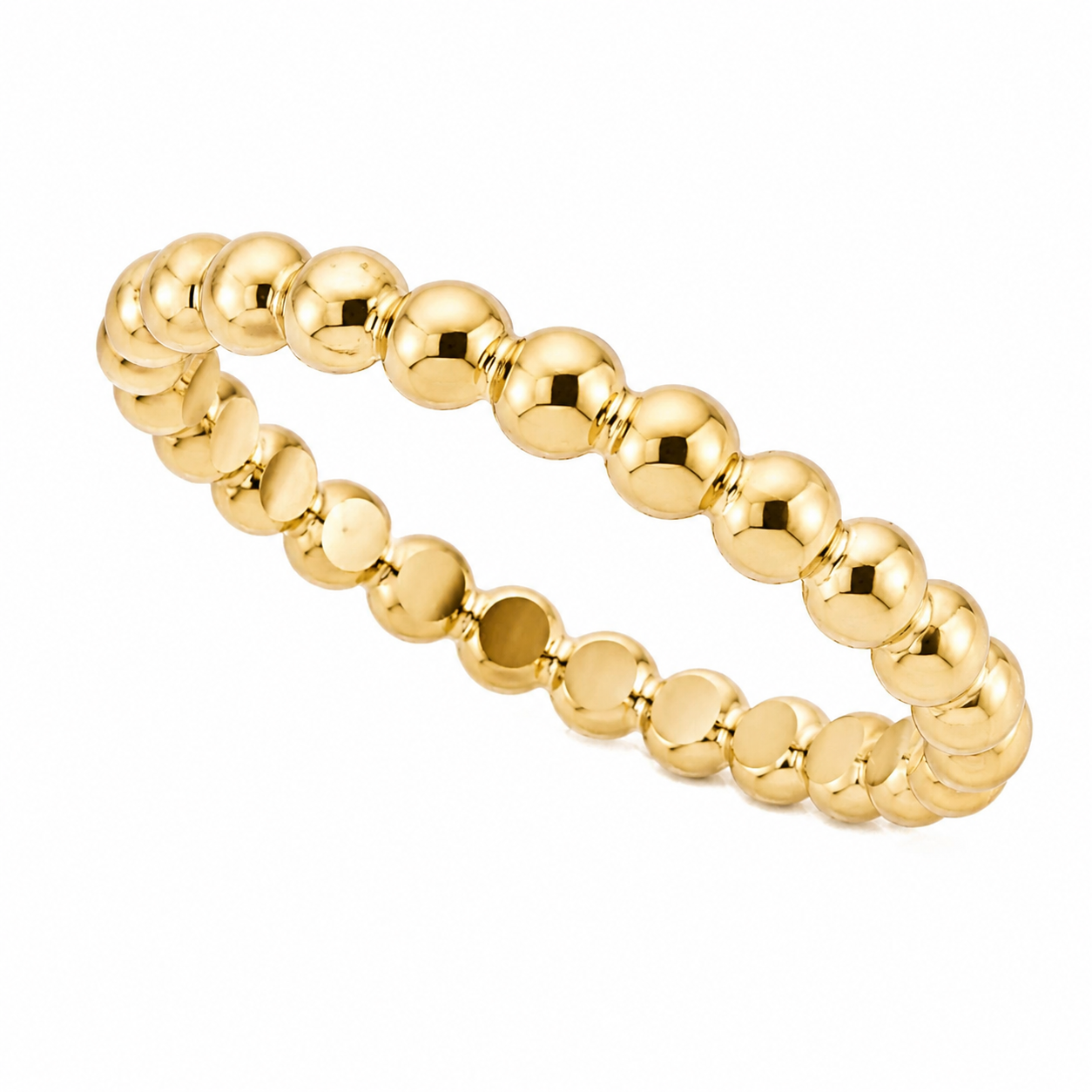14k Yellow Gold 2.5mm Beaded Stackable Ring | Minimalist Ball Band | Dainty Everyday Ring