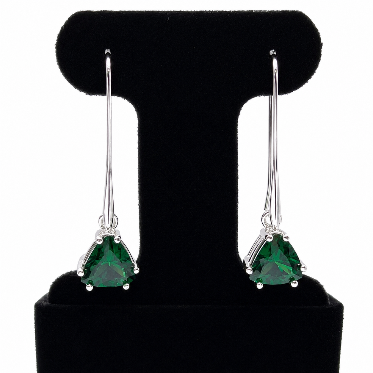 6ctw Trillion Cut Emerald Earrings