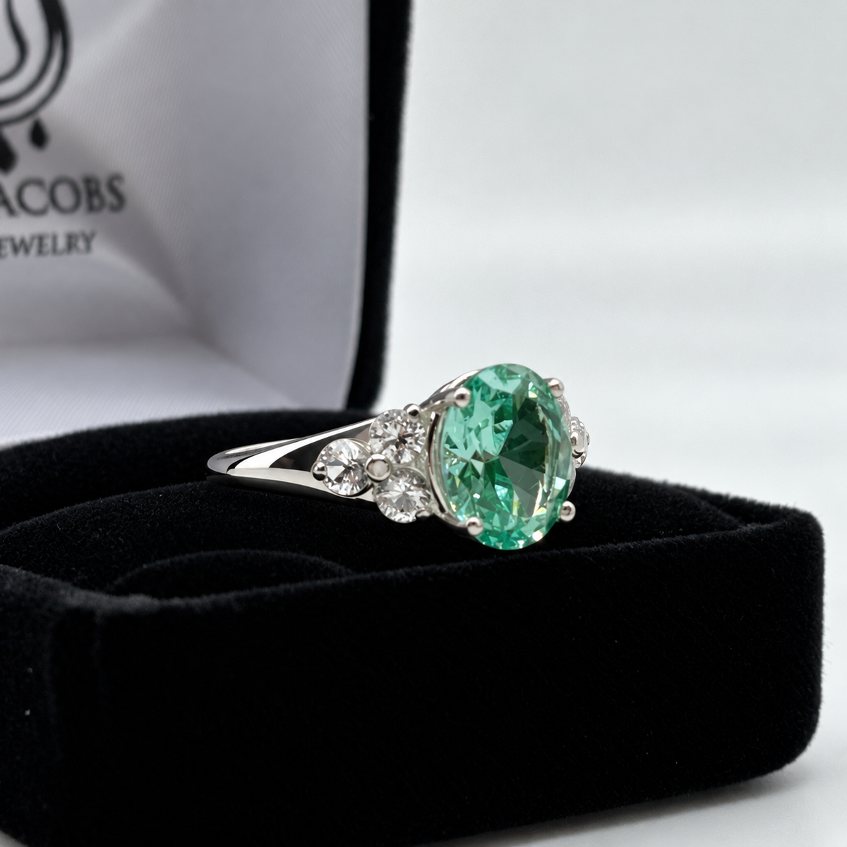4ctw Mint Green Spinel & White Sapphire Victorian Cluster Ring