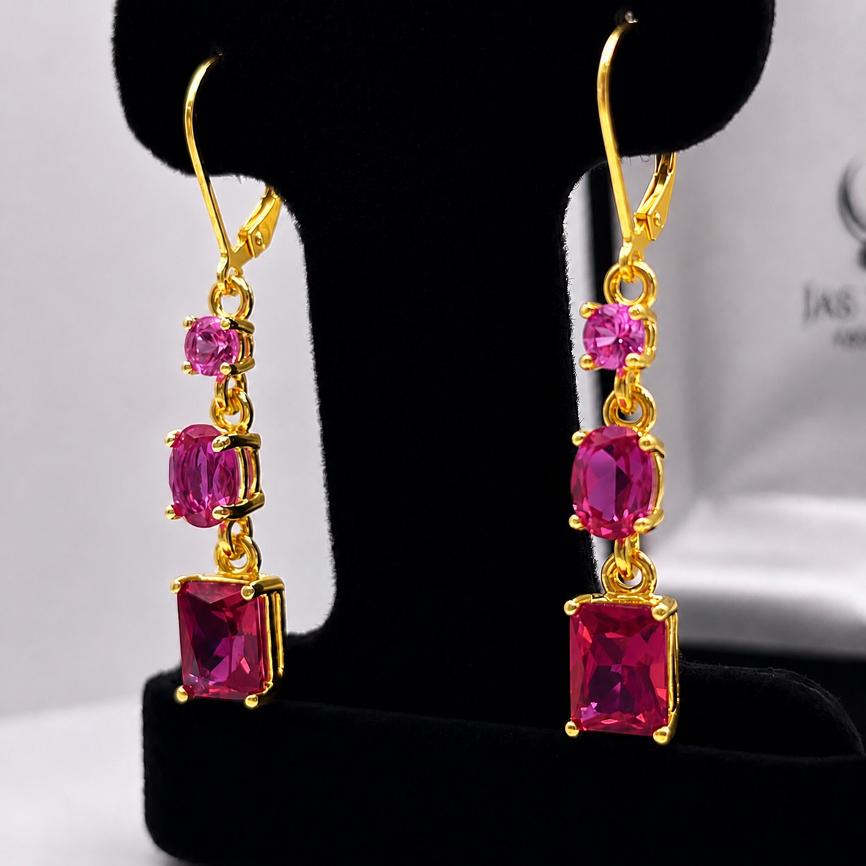 5ctw Multi Cut Cascading Pink Sapphires and Ruby Earrings