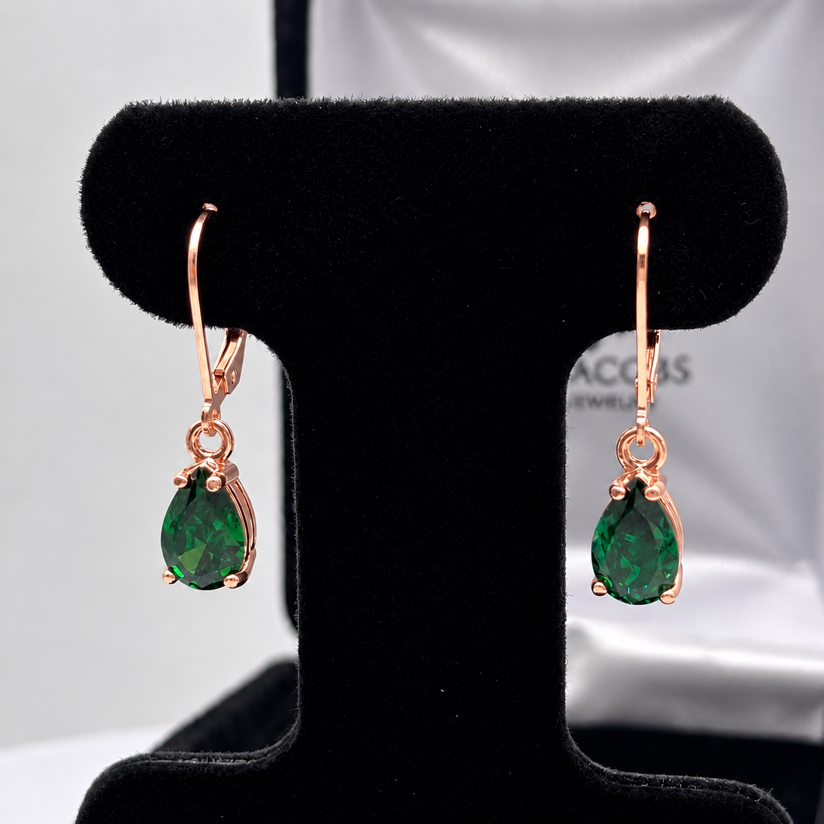 3ctw Pear Cut Emerald Drop Earrings | Solid Gold