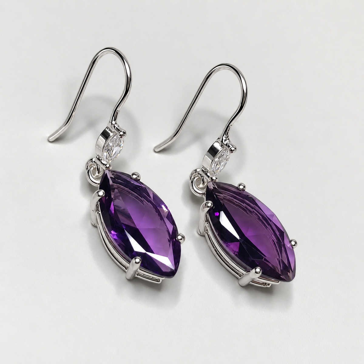 6.7ctw Marquise Amethyst Drop Earrings